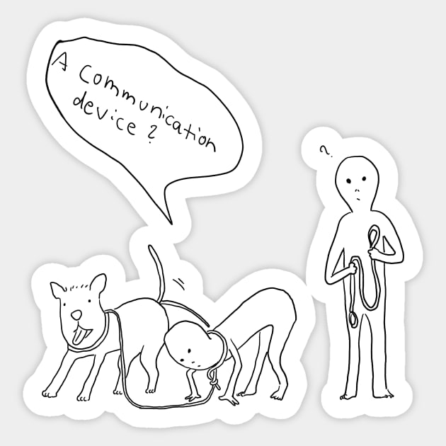 Aliens and a dog : a communication device? Sticker by doteau